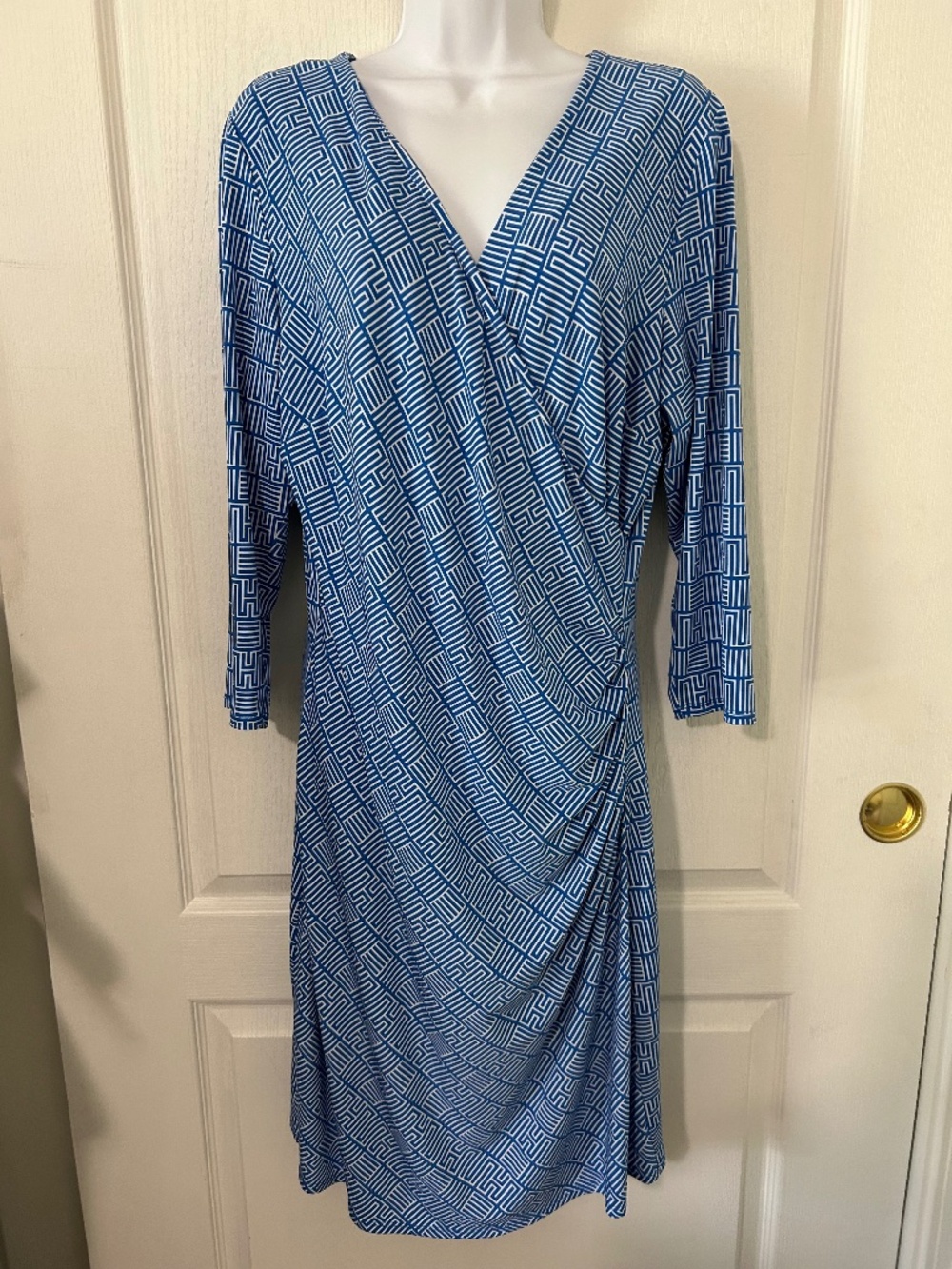 Dress Laundry by Design Blue Faux Wrap Sexy Flattering Y2K